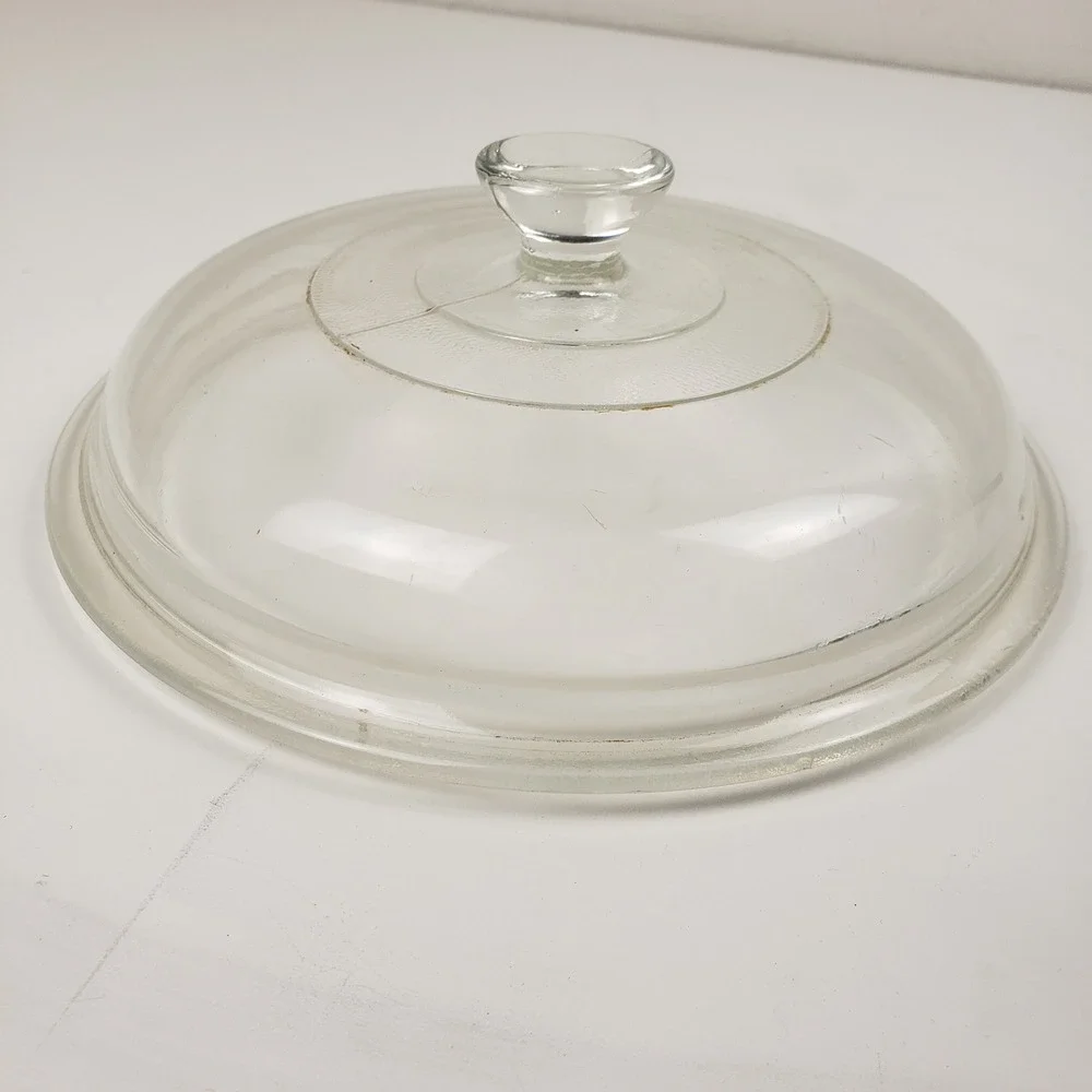 Vintage Clear Glass Replacement Lid 7.5 Inch Round Domed Casserole Cover